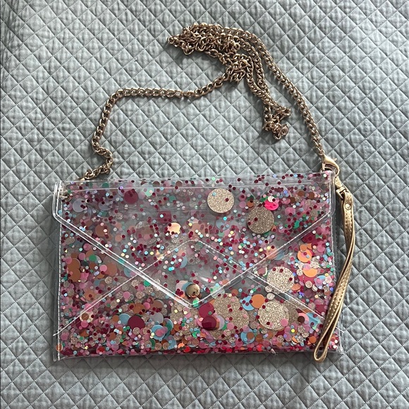 Packed Party Pink and Gold Confetti Clutch / Crossbody Bag - Picture 3 of 4